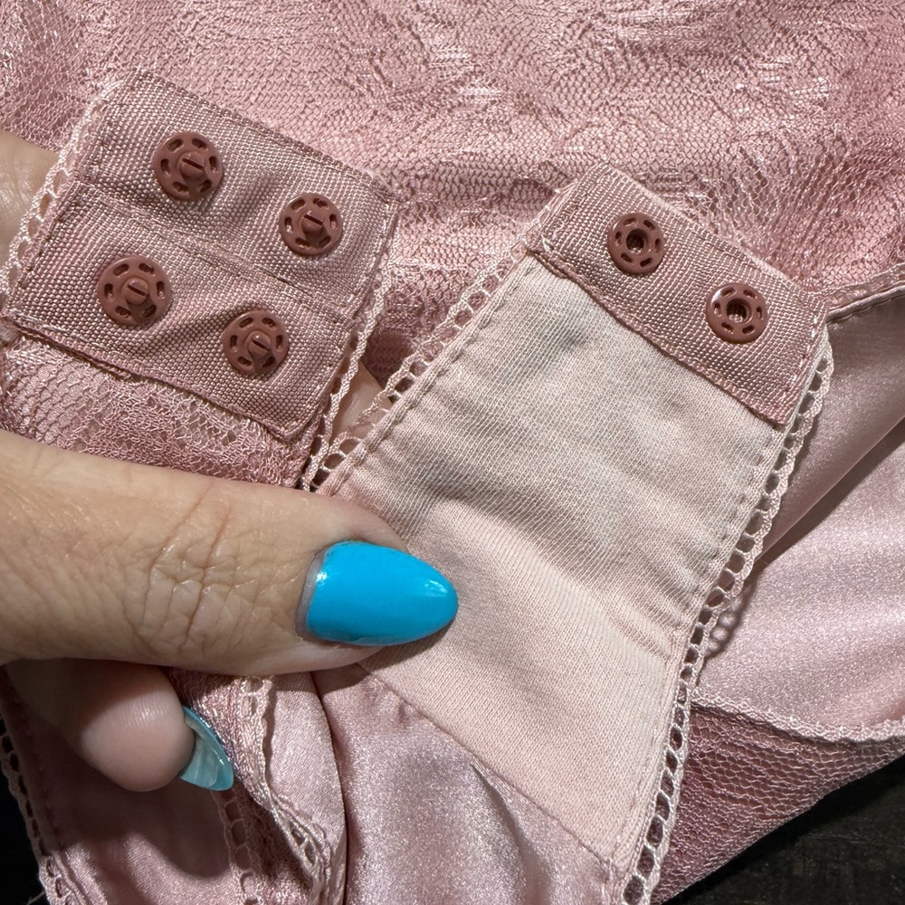 NWT Lani the Label Victoria Blush Pink Satin Lace Bodysuit Sz L Summer Party 90s - Picture 10 of 15